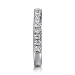 Online Gabriel & Co. Padua - 14K White Gold Micro Pave Channel Diamond Wedding Band with Milgrain - 0.5 ct