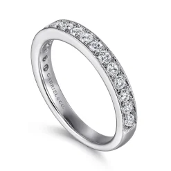 Online Gabriel & Co. Padua - 14K White Gold Micro Pave Channel Diamond Wedding Band with Milgrain - 0.5 ct
