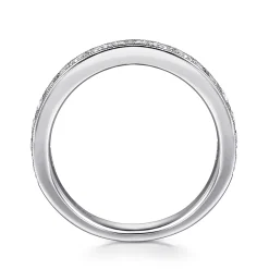 Online Gabriel & Co. Padua - 14K White Gold Micro Pave Channel Diamond Wedding Band with Milgrain - 0.5 ct