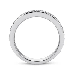 Best Gabriel & Co. Padua - 14K White Gold Micro Pave Set Diamond Wedding Band with Milgrain - 0.75 ct