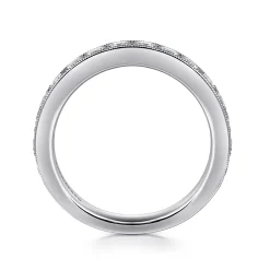Clearance Gabriel & Co. Padua - 14K White Gold Micro Pave Set Diamond Wedding Band with Milgrain - 1 ct