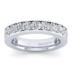 New Gabriel & Co. Padua - 14K White Gold Micro Pave Set Diamond Anniversary Band - 1.75 ct