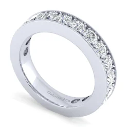 New Gabriel & Co. Padua - 14K White Gold Micro Pave Set Diamond Anniversary Band - 1.75 ct