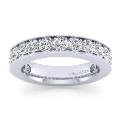 New Gabriel & Co. Padua - 14K White Gold Micro Pave Set Diamond Anniversary Band - 1.75 ct
