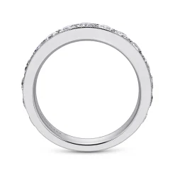 Gabriel & Co. Padua - 14K White Gold Micro Pave Set Diamond Wedding Band with Milgrain - 1.5 ct