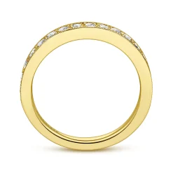 Sale Gabriel & Co. Padua - 14K Yellow Gold Micro Pave Channel Diamond Wedding Band with Milgrain - 0.5 ct