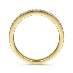 Best Gabriel & Co. Padua - 14K Yellow Gold Micro Pave Channel Diamond Wedding Band with Milgrain - 0.25 ct