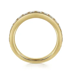 Best Gabriel & Co. Padua - 14K Yellow Gold Micro Pave Set Diamond Wedding Band with Milgrain - 1 ct