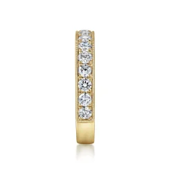 Best Gabriel & Co. Padua - 14K Yellow Gold Micro Pave Set Diamond Wedding Band with Milgrain - 1 ct