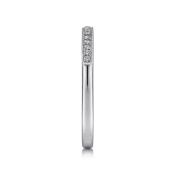 Sale Gabriel & Co. Padua - Vintage Inspired 14K White Gold Micro Pave Set Diamond Wedding Band - 0.1 ct