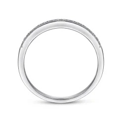 Sale Gabriel & Co. Padua - Vintage Inspired 14K White Gold Micro Pave Set Diamond Wedding Band - 0.1 ct