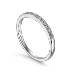 Sale Gabriel & Co. Padua - Vintage Inspired 14K White Gold Micro Pave Set Diamond Wedding Band - 0.1 ct