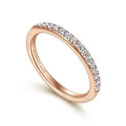 Sale Gabriel & Co. Panama - 14K Rose Gold Round 16 Stone Diamond Wedding Band - 0.25 ct