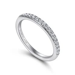 Best Gabriel & Co. Panama - 14K White Gold Round 16 Stone Diamond Wedding Band - 0.25 ct