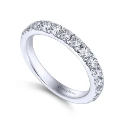 Sale Gabriel & Co. Panama - 14K White Gold Round 14 Stone Diamond Wedding Band - 1 ct