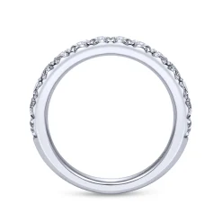 Sale Gabriel & Co. Panama - 14K White Gold Round 14 Stone Diamond Wedding Band - 1 ct