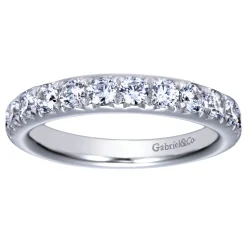 Sale Gabriel & Co. Panama - 14K White Gold Round 14 Stone Diamond Wedding Band - 1 ct
