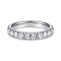 Sale Gabriel & Co. Panama - 14K White Gold Round 14 Stone Diamond Wedding Band - 1 ct
