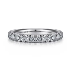 Best Gabriel & Co. Panama - 14K White Gold Round 16 Stone Diamond Wedding Band - 0.45 ct