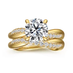 Gabriel & Co. Panelope - 14K Yellow Gold Twisted Round Diamond Engagement Ring