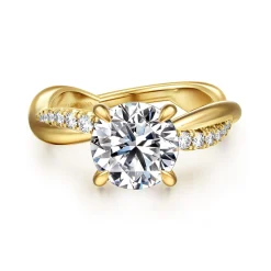 Gabriel & Co. Panelope - 14K Yellow Gold Twisted Round Diamond Engagement Ring