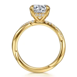 Gabriel & Co. Panelope - 14K Yellow Gold Twisted Round Diamond Engagement Ring