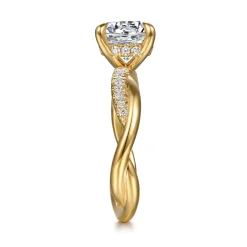 Gabriel & Co. Panelope - 14K Yellow Gold Twisted Round Diamond Engagement Ring