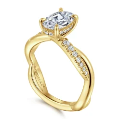 Online Gabriel & Co. Panelope - 14K Yellow Gold Twisted Oval Diamond Engagement Ring