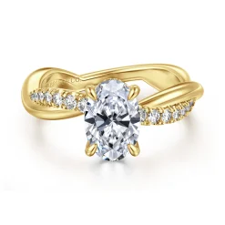 Online Gabriel & Co. Panelope - 14K Yellow Gold Twisted Oval Diamond Engagement Ring