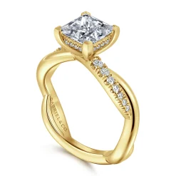 Hot Gabriel & Co. Panelope - 14K Yellow Gold Twisted Princess Cut Diamond Engagement Ring