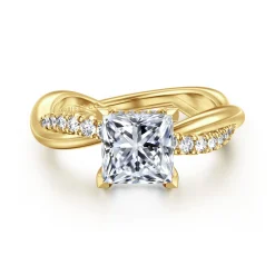 Hot Gabriel & Co. Panelope - 14K Yellow Gold Twisted Princess Cut Diamond Engagement Ring