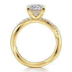 Hot Gabriel & Co. Panelope - 14K Yellow Gold Twisted Princess Cut Diamond Engagement Ring