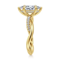 Clearance Gabriel & Co. Panelope - 14K Yellow Gold Twisted Marquise Shape Diamond Engagement Ring