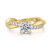 Outlet Gabriel & Co. Panelope - 14K Yellow Gold Twisted Round Diamond Engagement Ring