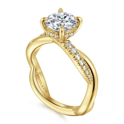 Online Gabriel & Co. Panelope - 14K Yellow Gold Twisted Round Diamond Engagement Ring