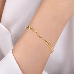 Best Gabriel & Co. Paperclip Bracelet Chain 14K Yellow Gold 7inch