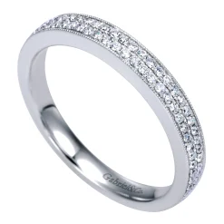 New Gabriel & Co. Parma - 14K White Gold Micro Pave Channel Diamond Anniversary Band with Milgrain - 0.22 ct