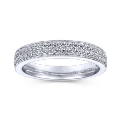 Gabriel & Co. Parma - 14K White Gold Micro Pave Channel Diamond Anniversary Band with Milgrain - 0.5 ct