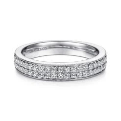 Gabriel & Co. Parma - 14K White Gold Micro Pave Channel Diamond Anniversary Band with Milgrain - 0.5 ct