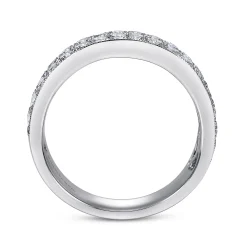 Outlet Gabriel & Co. Parma - 14K White Gold Micro Pave Channel Diamond Anniversary Band with Milgrain - 1 ct