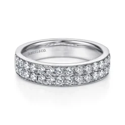 Outlet Gabriel & Co. Parma - 14K White Gold Micro Pave Channel Diamond Anniversary Band with Milgrain - 1 ct
