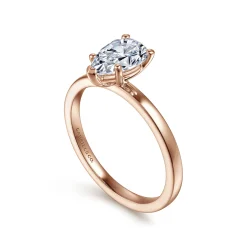 Hot Gabriel & Co. Paula - 14K Rose Gold Pear Shape Diamond Engagement Ring