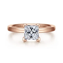 New Gabriel & Co. Paula - 14K Rose Gold Princess Cut Diamond Engagement Ring