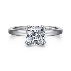 Discount Gabriel & Co. Paula - 14K White Gold Cushion Cut Diamond Engagement Ring