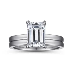 Gabriel & Co. Paula - 14K White Gold Emerald Cut Diamond Engagement Ring