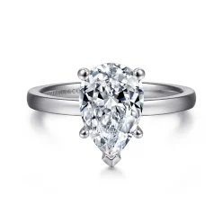 New Gabriel & Co. Paula - 14K White Gold Pear Shape Diamond Engagement Ring