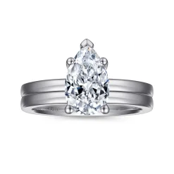 New Gabriel & Co. Paula - 14K White Gold Pear Shape Diamond Engagement Ring