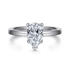 New Gabriel & Co. Paula - 14K White Gold Pear Shape Diamond Engagement Ring