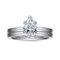 Sale Gabriel & Co. Paula - 14K White Gold Pear Shape Diamond Engagement Ring