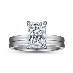 Clearance Gabriel & Co. Paula - 14K White Gold Rectangular Radiant Cut Diamond Engagement Ring
